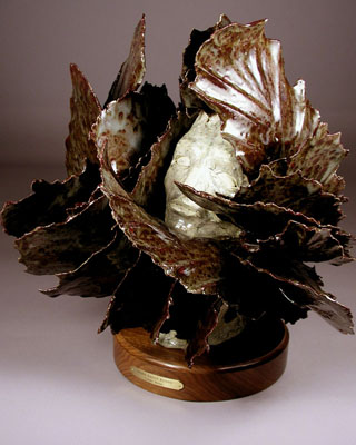 'Dark Eagle Rising' - abstract ceramic sculpture