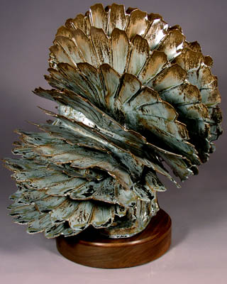'Silver Leaf' - abstract ceramic sculpture